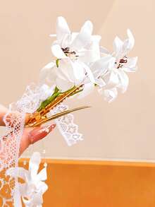 2pcs Mori Style Pink Flower Ribbon Hair Clips, Durable And Gentle On Hair, Fresh And Cute Hair Accessories - Suitable For Women And Girls, Perfect For Daily Wear, Vacation And Dates - Multicolor - View 2