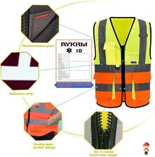Pink Reflective Safety Vest For Women, Working Safety Gear With Strips, High Visibility Work Vest For Construction, Medium - 黃橙色 - 查看 2