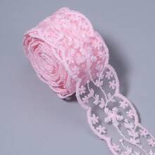 3碼/捲 粉色刺繡蕾絲飾邊 3.8cm 無彈性織帶，適用於衣領、袖口、下擺、腰帶DIY，婚紗/晚禮服/髮飾頭飾製作，家居裝飾枕套手帕製作配件 - 粉紅色 - 查看 15