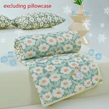 1pc Cooling Blanket, Modern Floral & Botanical Pattern Quilted Throw, Lightweight Breathable Fabric, Designed For Heat-Sensitive, Suitable For Home, Travel, All Seasons - Mint Green - View 4