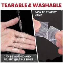 工业级纳米双面胶带，长 196.85 英寸，可移除不留残胶，采用透明 PET 材料制成，粘性强 | 承重力强 | 易撕易切 | 耐高温，可重复使用，适用于各种用途 - 網格雙面膠 - 查看 2