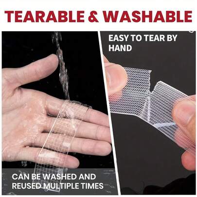 Industrial-Grade Nano Double-Sided Tape, 196.85 Inch Long, Removable Without Leaving Residue, Made Of Transparent PET Material, High Adhesion | Strong Load-Bearing | Easy To Tear And Cut | High Temperature Resistant, Reusable, Suitable For Various