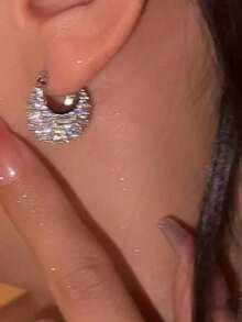 1 Pasang Anting-Anting Desain Tas Tangan Mewah, Anting-Anting Zirkonia Kubik, Anting-Anting Mewah Bergaya Vintage, Hadiah Liburan - Perak - View 2
