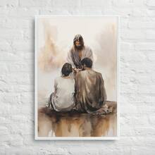 1pc Canvas Wall Art, Framed Wall Art, Faith Embrace, Jesus Christ, Christian Saint Art, Modern Framed Artwork, Wedding Decor, Groom & Bride Poster Art, Home Decor, Room Decor, Bedroom Decor, Living Room Decor, Office Decor, School Decor, Apartment Decor, Dorm Decor, Wedding Gift, Jesus Poster - Jesus Art - View 1