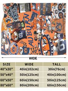 Auburn Merch University Tigers Throw Blanket Warm Blankets Breathable Air Conditioner Blanket For Car Classic Outdoor Blankets For Picnic For All Season - 黑色 - 查看 8