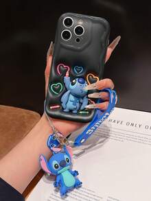 Disney Has Authorized, Phone Case - Chain Set, The Stitch Lilo & Stitch 3D Phone Case Plus A Silicone 3D Stitch Bracelet With Metallic Ring Removable Bracelet, Stitch And Angel Pattern, Compatible With Iphone 17/16/15/14/13/12/11/XS/XR/X Plus Pro Max, A Stylish Cartoon Phone Case, The Perfect Gift Choice, Phone Protection, Durable Phone Cover, Great Gift For Friends And Family - 白色款式A - 查看 6