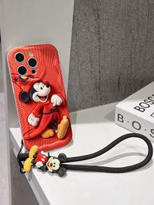 This Disney Mickey Mouse Lanyard Phone Case Is Fully Covered In TPU Material. It's Shockproof, Lightweight, And Compatible With IPhone17/16/11/13/15/15 Plus/15 Pro/15 Pro Max/12/14 Pro Max/11 Pro Max/12 Pro/12 Pro Max/13. This Phone Case Makes A Popular Birthday Gift Or Business Gift; It's Durable, Stain- And Fingerprint Resistant, And Suitable For Both Men And Women. The Set Also Includes A Mickey Mouse Phone Case And A Mickey Mouse Plush Bracelet. It's A Perfect Gift For Friends And Family. This Stylish Phone Case Is Fun, Lightweight, And Durable. IPhone17 Pro Max Phone Case, Minnie Mouse Phone Case. - trắng - Xem 3