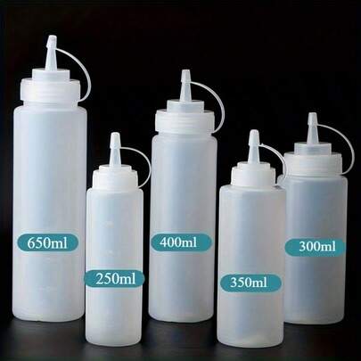 2pcs Condiment Squeeze Bottles, Tomato Sauce/Salad Dressing Dispenser Bottles, Plastic Squeeze Bottles For Kitchen Condiments