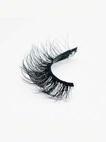 1 Pair 3D Fluffy Faux Mink Eyelashes, Dense Long Reusable Striped Lashes For Dramatic Eye Makeup - Black - View 5