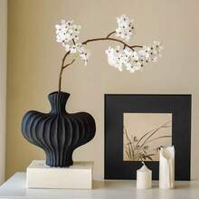 1 Stück moderne minimalistische Vase mit Wellenstruktur, ästhetisches Dekorationsornament für den Schreibtisch und Zuhause - A - Übersicht 2