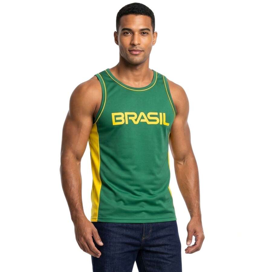 Brazil World Cup 2026 Sports Tank Top - Lightweight And Comfortable For Gym, Training, Weightlifting And Running - Green - View 1