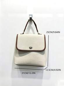 Mochila de lona con estampado floral fresco y lindo de alto valor para estudiantes universitarias, bolsa escolar - Blanco - Ver 7