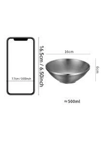 1 tô mì ramen bằng thép không gỉ 304, kiểu Nhật Bản, hình loa kèn, thích hợp cho mì Ý, salad, cơm trộn. - Bạc - Xem 7