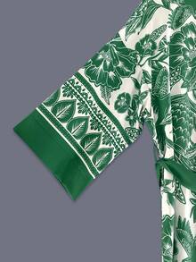 Áo khoác kimono tay lửng 3/4 in họa tiết chim hạc và hoa dành cho nữ, chất liệu nhẹ, thích hợp cho các buổi tiệc sang trọng, dạo phố, thường ngày, đi biển, nghỉ dưỡng, du lịch, áo choàng, trang phục khiêu vũ, lễ hội. - màu xanh lá - Xem 5
