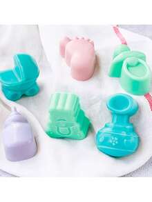 1/3 khuôn bánh silicon hình chai hoạt hình 6 ngăn, chịu nhiệt, dễ vệ sinh, có thể tái sử dụng, thích hợp để làm sô cô la, xà phòng thủ công, đá viên. - Hồng - Xem 5