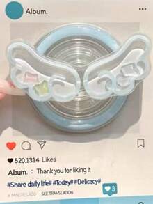 1个可爱粉蓝不对称造型推拉波点翅膀磁吸伸缩手机桌面支架，适合作为节日、母亲节礼物送给姐妹、女友、同学 - 搖搖樂翅膀 - 查看 10