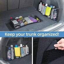 1pc Car Accessories Storage Net, Universal Trunk Organizer Net + Rear Seat Nylon Storage Net, Flexible Fit For Multiple Vehicle Models, Fully Utilize Corner Space - 1pc Rear Seat Storage Net - View 2