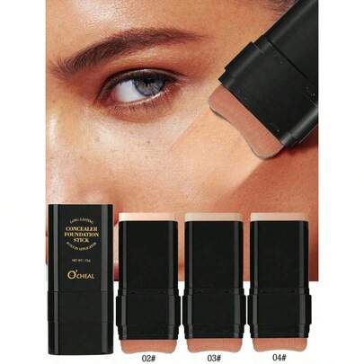 1Pc OCHEAL Dual-Ended Foundation Concealer Stick |     Sponge Brush + Solid Foundation Cream 2-In-1 |     Long-Lasting, Non-Transfer |     Creamy Texture |     Moisturizing & Lightweight |     Conceals Blemishes, Brightens Skin, Contours |     Creates Flawless Skin |     Must-Have Makeup