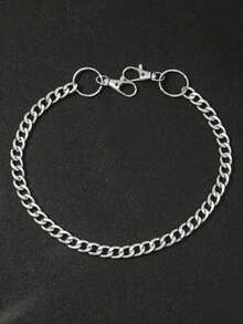 1 chiếc dây xích eo kiểu Cuban Link cổ điển với khóa đôi, dây xích quần đa năng unisex, phụ kiện phong cách Punk Hip-Hop, có thể điều chỉnh. - Bạc - Xem 4