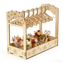 Giá treo đồ mini bằng gỗ - Một phụ kiện lưu trữ trang sức để bàn theo phong cách Ins. Hộp trưng bày để bàn dành cho vòng tay và dây chuyền. Giá đựng và trưng bày trang sức thủ công tự làm với nơ hồng. Thích hợp cho các vật dụng nhỏ như quần áo, phụ kiện và dây chuyền. Giỏ đựng trang sức. - Xem 4