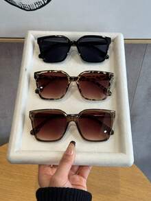 3pcs Women's Large Frame Black Leopard Print Plastic Fashion Glasses, Fashion Outdoor Summer Beach Travel Party Accessories - Multicolor - View 14