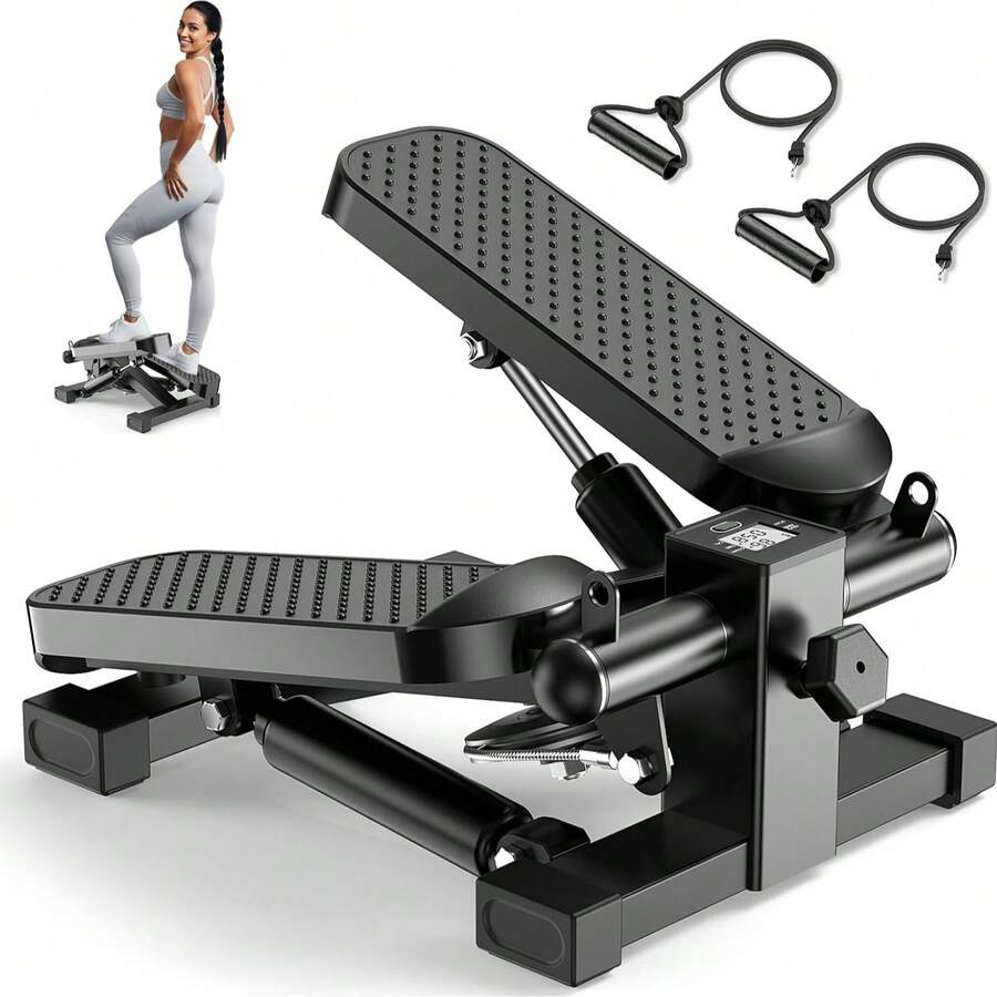 Multifunctional Mini Stair Stepper, 13.5LBS Lightweight Portable Exercise Equipment, LCD Display Tracks Steps Calories, Perfect For Under Desk & Small Space Summer Body Prep - 黑色 - 查看 1