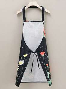 1 pièce Tablier imperméable et résistant à l'huile avec motif floral, en tissu de polyester durable, design minimaliste à la mode, convient pour la cuisine, le barbecue, le jardinage, la peinture, la manucure, tablier de cuisine/artisanat unisexe pour intérieur/extérieur, cadeau pour la maison - Plusieurs styles - Voir 9