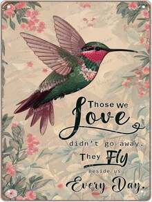 Zomyto Hummingbird Metal Tin Sign Wall Art For Bathroom Rustic Hummingbird Pictures Wall Decor Farmhouse Country Bird Painting Prints Modern Home Bedroom Living Room Kitchen Decoration.Jpg - 1PC - View 1