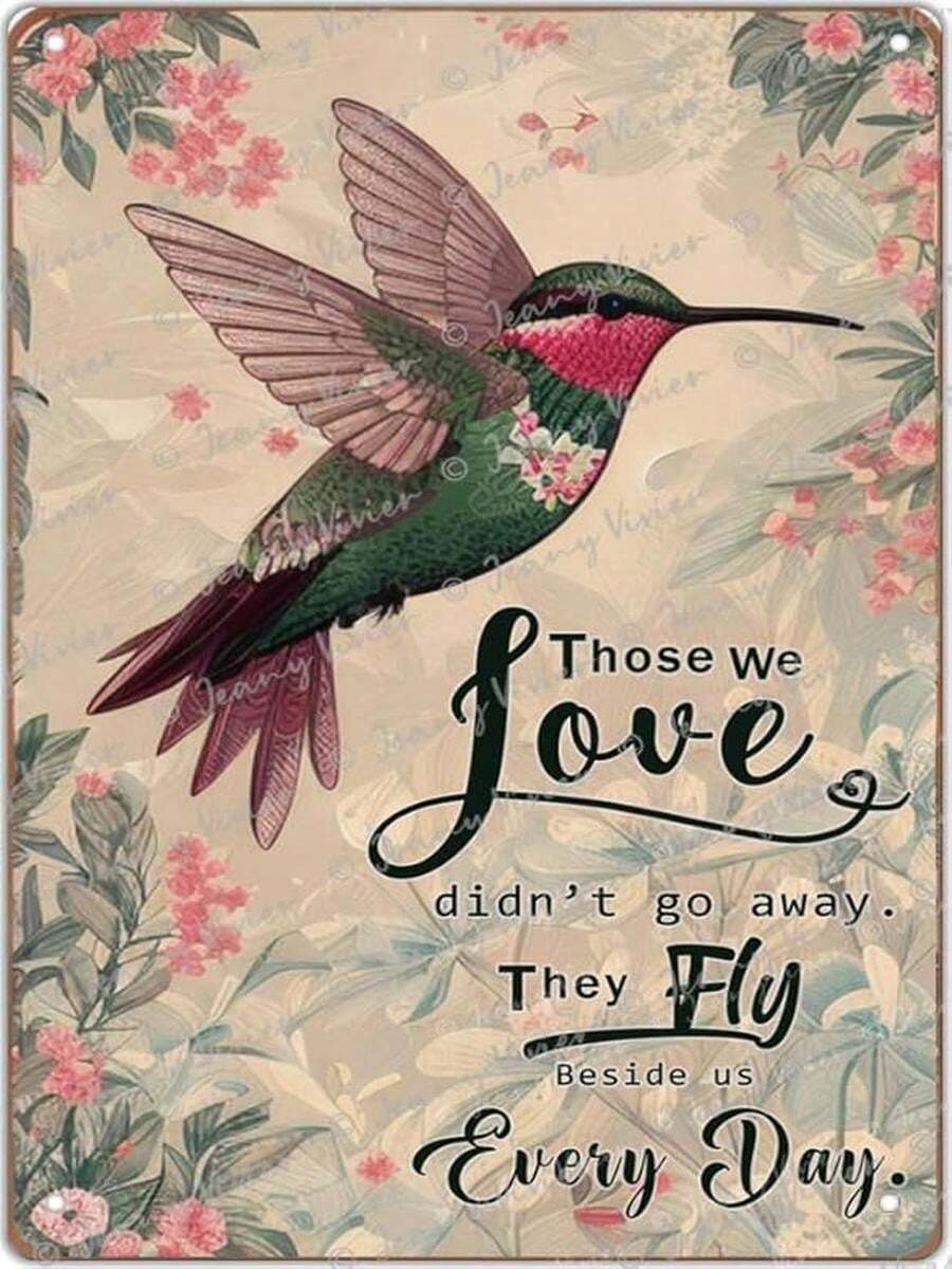 Zomyto Hummingbird Metal Tin Sign Wall Art For Bathroom Rustic Hummingbird Pictures Wall Decor Farmhouse Country Bird Painting Prints Modern Home Bedroom Living Room Kitchen Decoration.Jpg - 1PC - View 1