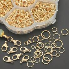 600pcs/Box KC Golden Includes A 12mm Lobster Clasp And Various Sizes Of Loops. Suitable For DIY Jewelry Making, Including Bracelets, Necklaces, Anklets, Bag Charms, Keychains, Beaded Connecting Rings, And Other Jewelry Making Materials And Parts. - Multicolor - View 7