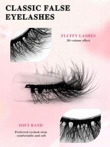 ENCHUW 5 Pairs Fake Eyelashes Fluffy Faux Mink Lashes Volume Eye Lashes Strips Natural Look False Eyelashes For Daily Wear - Black - View 3
