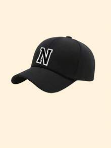 1 pieza Gorra de béisbol con parche del alfabeto de 26 letras, gorra de papá ajustable casual para uso diario, viajes y atuendos callejeros - Negro - Ver 9