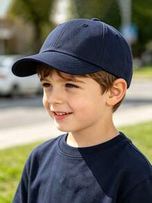 1 pieza Gorra de béisbol ajustable de protección solar de unicolor para bebé/niño pequeño - Azul marino - Ver 3