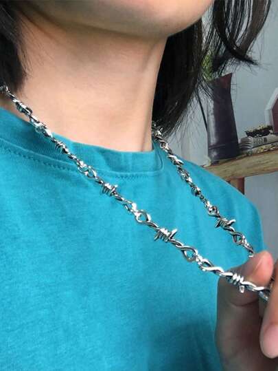 20件/套 荆棘吊坠合金带刺铁丝链 DIY连接器 嘻哈朋克风项链 DIY饰品配件