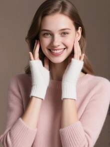 1/2 Pairs Solid Color Fingerless Gloves, Fashionable & Versatile Elastic Fuzzy Gloves For Autumn/Winter, Suitable For Sports, Cycling, Handcraft, Students, Outdoor, Party Wear, Protection - Multicolor - View 3