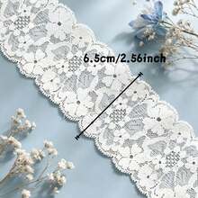 5cm Wide Elastic Floral Lace Trim, Soft Stretchable Lace Edging, Suitable For DIY Crafts Sewing, Garment Decoration, Handmade Accessories, Creative Design Projects - A - View 2