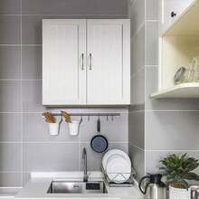 Armario De Baño Pared 59,5x31x59,5cm Mueble Baño Suspendido Con Dos Puertas Armario Colgante Para Cocina, Lavadero, Adjustable Bandeje Y Antivuelco - trắng - Xem 2