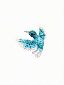 Shiny Feather Hummingbird Brooch, Elegant Enamel Blue Bird Pin, Luxury Daily Party Accessory - Multicolor - View 6