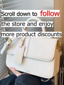 Winter New Classic Versatile Women's Suede Bag, Patchwork Fabric Design Burgundy Bag, Letter Pattern Decor Handbag, Square Bag And Shoulder Bag Suitable For Shopping, Parties And Dates - White - View 2