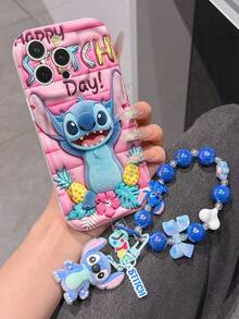 This Disney Stitch Lanyard Phone Case Is Fully Covered In TPU Material. It's Shockproof, Lightweight, And Compatible With IPhone17/16/11/13/15/15 Plus/15 Pro/15 Pro Max/12/14 Pro Max/11 Pro Max/12 Pro/12 Pro Max/13. This Phone Case Makes A Popular Birthday Gift Or Business Gift; It's Durable, Stain- And Fingerprint-Resistant, And Suitable For Both Men And Women. The Set Also Includes A Mickey Mouse Phone Case And A Stitch Plush Bracelet. It's A Perfect Gift For Friends And Family. This Stylish Phone Case Is Fun, Lightweight, And Durable. IPhone17 Pro Max Phone Case, Angel Phone Case. - trắng - Xem 2