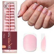 Beetles 210 Pcs 15 Sizes X Press Plus French Tip Nails - Peach French | Pink Extra Short Square Press On Nails Natural Salon Quality Gel Nail Tips - 210Pcs Ultra Short Square - 查看 1