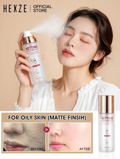 HEXZE 持久定妆喷雾 100ml – 适用于油性肌肤，防水，哑光妆效，控油保湿