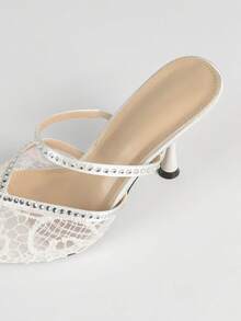 Jin Bei Qi Women's Pointed Toe Lace Rhinestone High Heel Shoes, Comfortable Slip-On Dress Pumps For Nightclub, Outdoor Events, Elegant Luxury Romantic Date, Commute, Party, White - White - View 10
