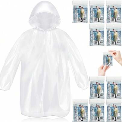 7 Pack Disposable Rain Ponchos For Adults, Card-Sized Emergency Ponchos Family Pack With Hood For Travel