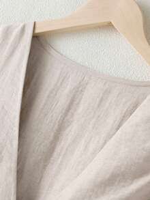 Women's Casual Linen Blazer Vest And Pants Set, Spring/Summer - Beige - View 4