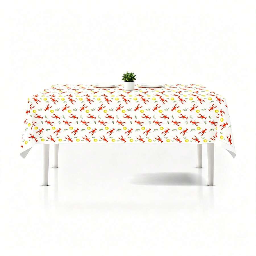 1/3 PCS Party Welcome Gift: Shrimp Platter Cover - Disposable Tablecloth - Summer Shrimp Cooking Party Supplies - White And Red Shrimp Tablecloth - Decorative Items For Shrimp Seafood Cooking Parties - View 1