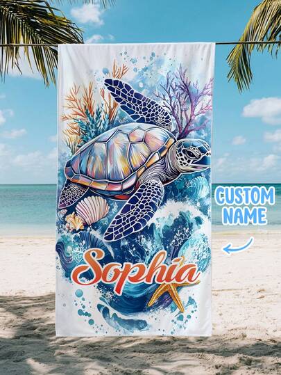 1 Personalized Customized Towel For Children, Summer Children's Birthday Gift, Summer Fashion, Beach Vacation, Customized Beach Towel, Swimming Pool, Beach Decoration