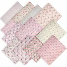 Paquetes de Tela de Poliéster de Flores (12pcs, 18x22inch) - Premium Acolchado Patchwork Cuadrados para Coser Bricolaje, Artesanía y Decoración de Casa/Fiesta (rosa) - Rosa - Ver 1