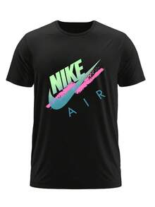 Vintage Colorful Brushstroke Letter Print Casual Short Sleeve T-Shirt, Summer Comfortable Breathable Round Neck Tees, Loose Fit Casual Daily Wear Fashion Basic Street Top For Men - 黑色 - 查看 3