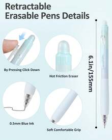 Erasable Pens, 6 Pack Fine Point 0.5mm Black Erasable Gel Pens With 360°Rotating Erasers, Make Mistakes Disappear, Comfort Grip For Drawing, Writing, Planning, And Crossword Puzzles (Black Ink) - Màu A - Xem 5